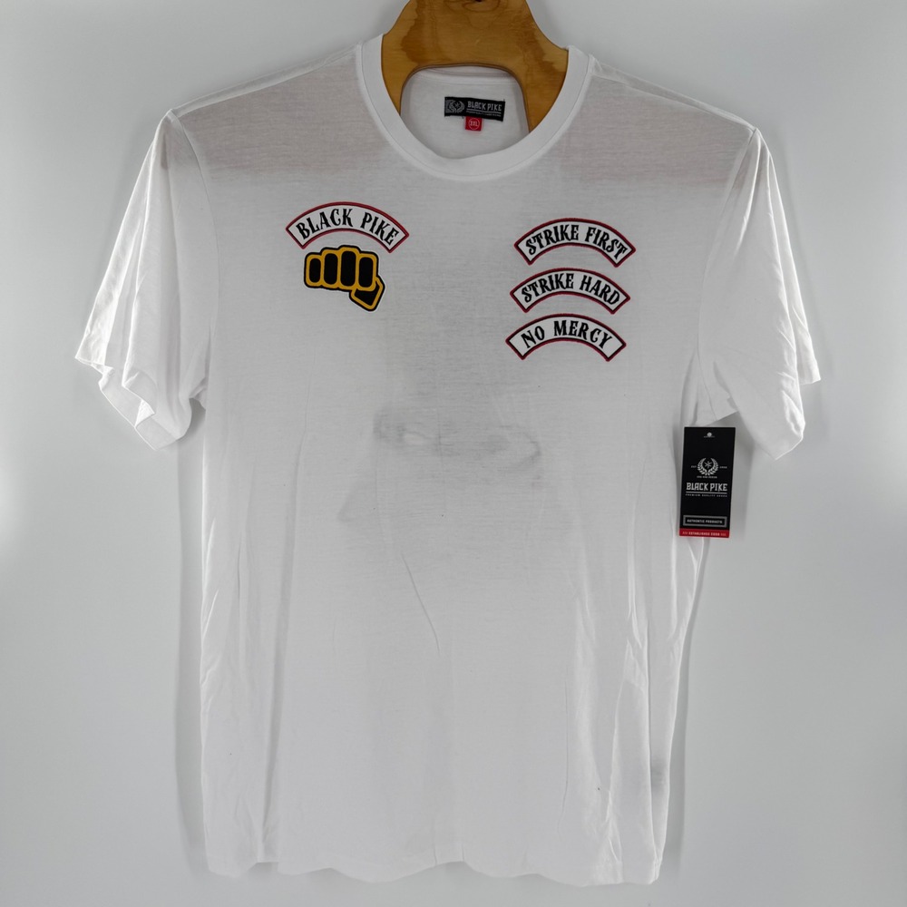 Black Pike Mens Strike First Cobra Kai Graphic T-Shirt White 3XL NEW